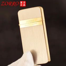 Zorro Windproof Ultra-thin Pure Copper Kerosenei Lighter Vintage Engraved Wheel Metal Lighter Men's Smoking Accessories Gadgets