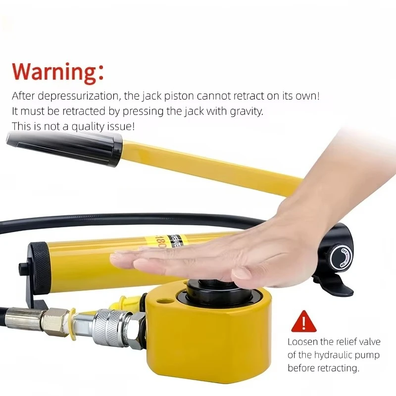 Jack Silinder Ram Hidrolik 100T Portabel Alat Pengangkat Baja 69Mm Profil Rendah dengan Pompa Listrik Manual Beban Kapasitas 10/20/50T