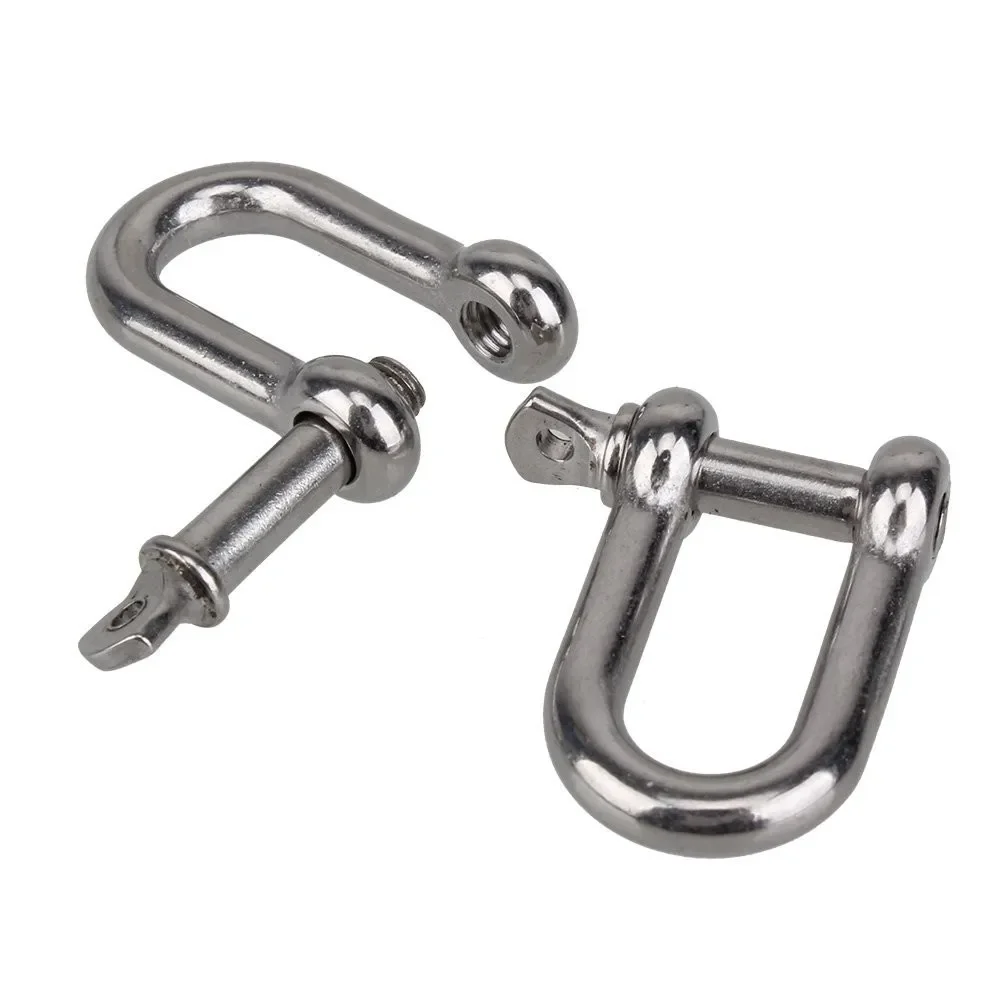 D Type Shackle Stainless Steel Lifting Towing Bow Dee D Link Rigging Shackles Marine Hooks Rigging 5mm - 10mm Hardware