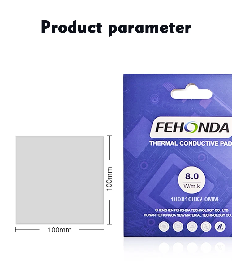 8W/Mk Fehonda Soft HQ CPU/GPU Thermal Pad 0.5mm 0.75mm 1.25mm 1.5mm 2.0mm foglio di raffreddamento termico in Silicone per PC SSD