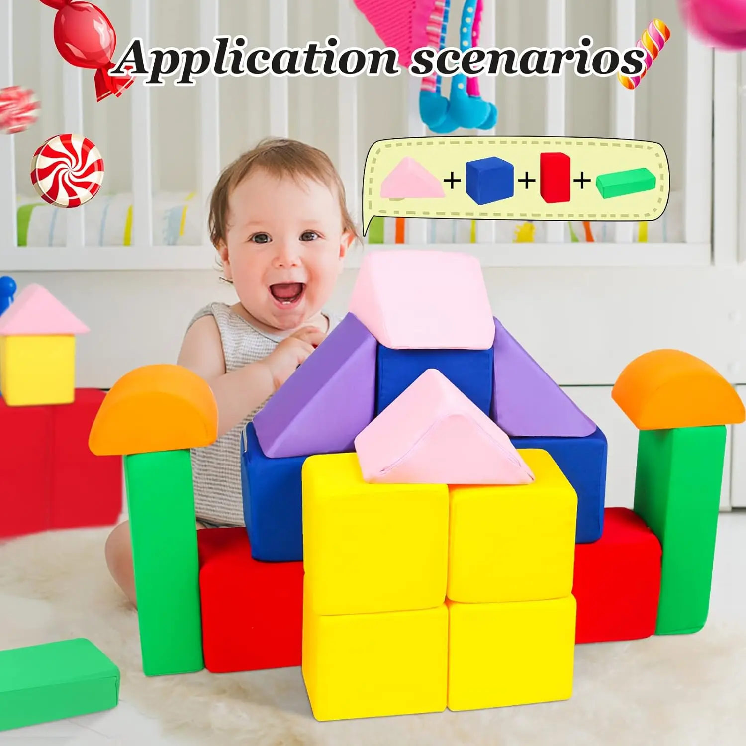 Foam Blocks for Toddlers, Soft Building Blocks for Toddlers Colorful Stacking Blocks for Kids - 18 Pieces
