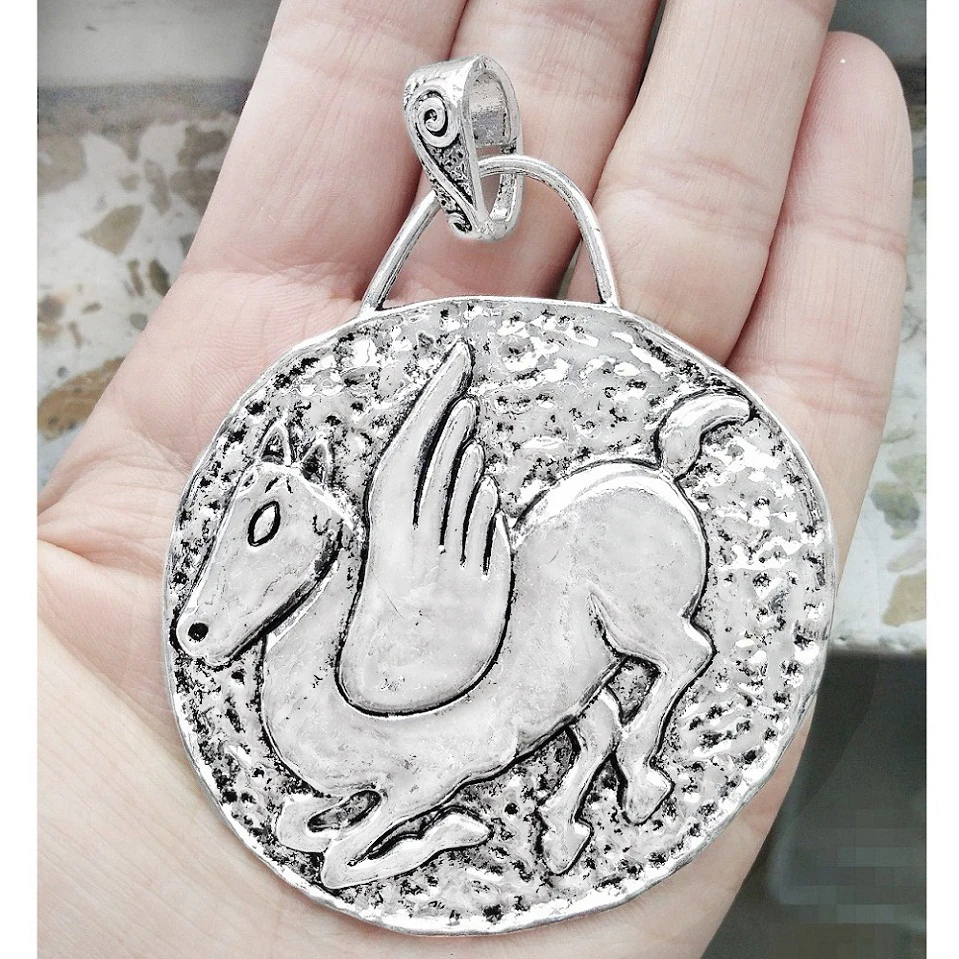 2pcs Pendants Charms Necklace Components Vintage Style Horse 85mm Large Plate DIY Jewellery Stuff Wholesales Parts Handmade