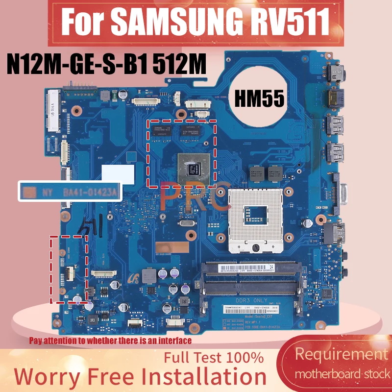 Imagem -02 - Placa-mãe Portátil para Samsung Rv511 Ba9207404a Hm55 N12m-ge-s-b1 512m Ba41-01423a Notebook Mainboard