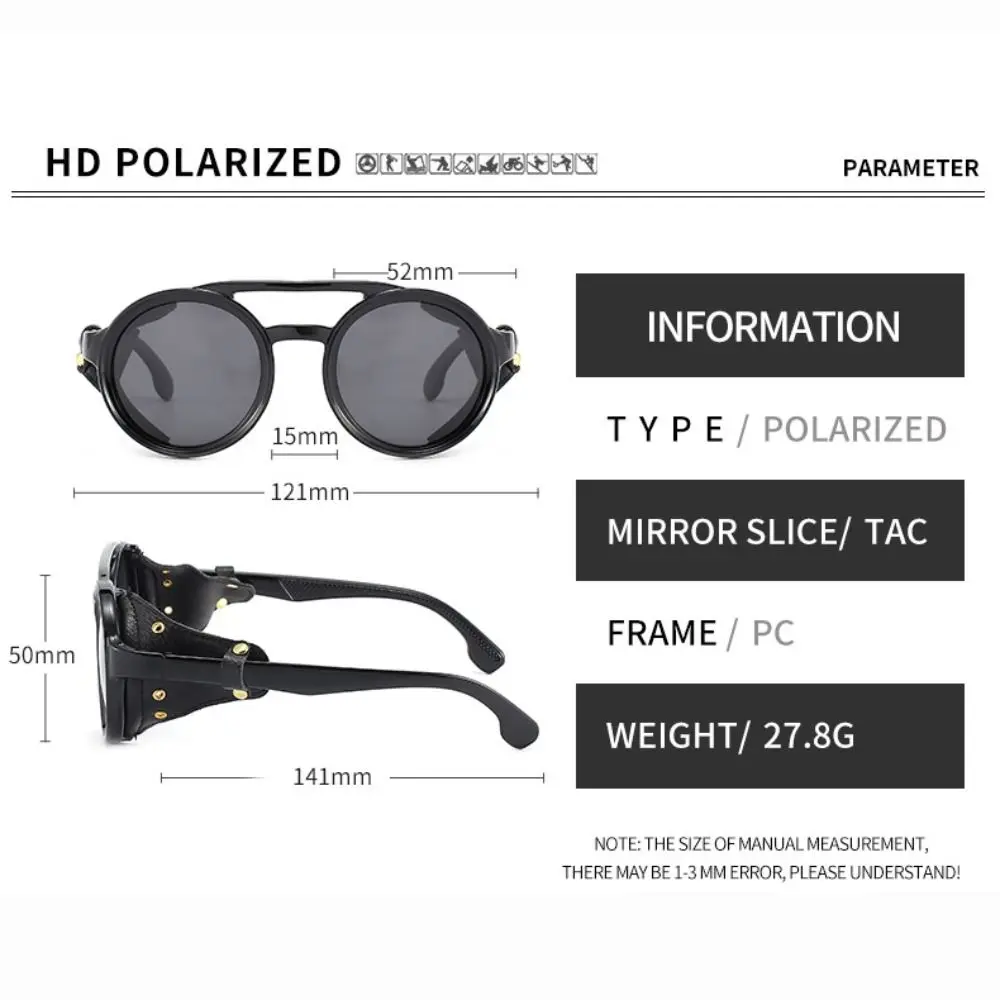 Photos Decoration Sun-Protective Round Sunglasses Punk Black Shades Riding Goggles Outdoor Eyewear Fishing Sunglasses