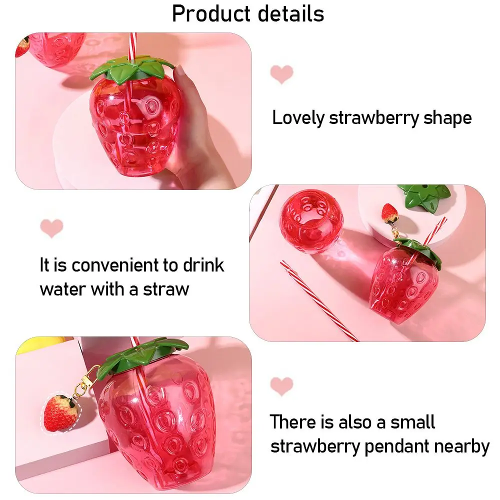 Gift Cartoon Fruit Straw Cup Watermelon Lemon Food Grade Plastic Water Bottle Tea Milk Juice Multicolor Drinkware Summer