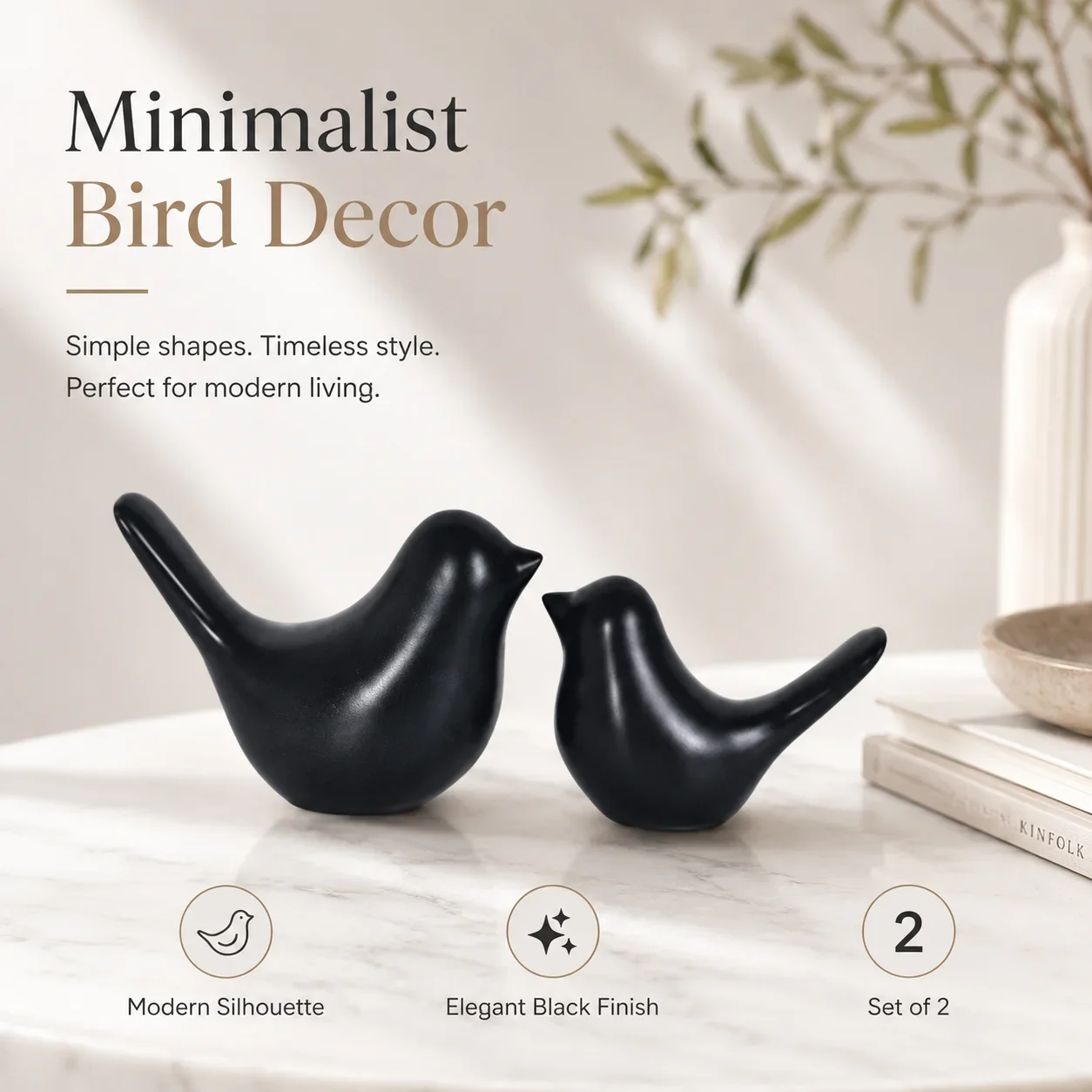 Small Birds Statues Home Decor Modern Style Decorative Ornaments for Living Room Decor, Bedroom, Office Desktop, Cabinets