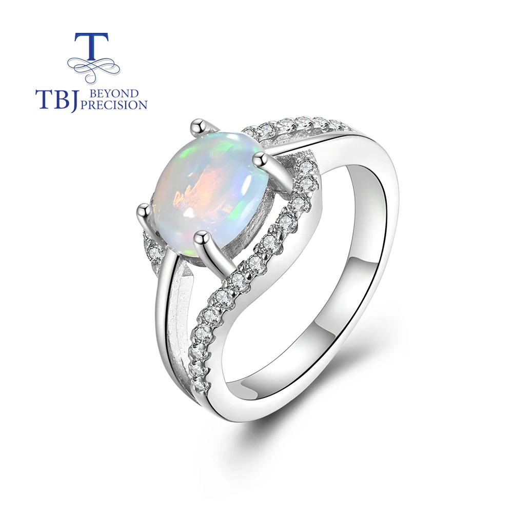 Natural Ethiopia colorful Opal Ring Real gemstone oval 6*8mm good quality 925 sterling silver fine jewelry for women