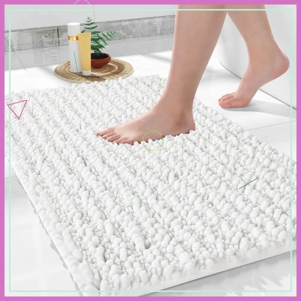 

Extra Soft Non-Slip Bath Mat 36x24 Inch - Quick Dry Absorbent Chenille Rug for Shower Tub