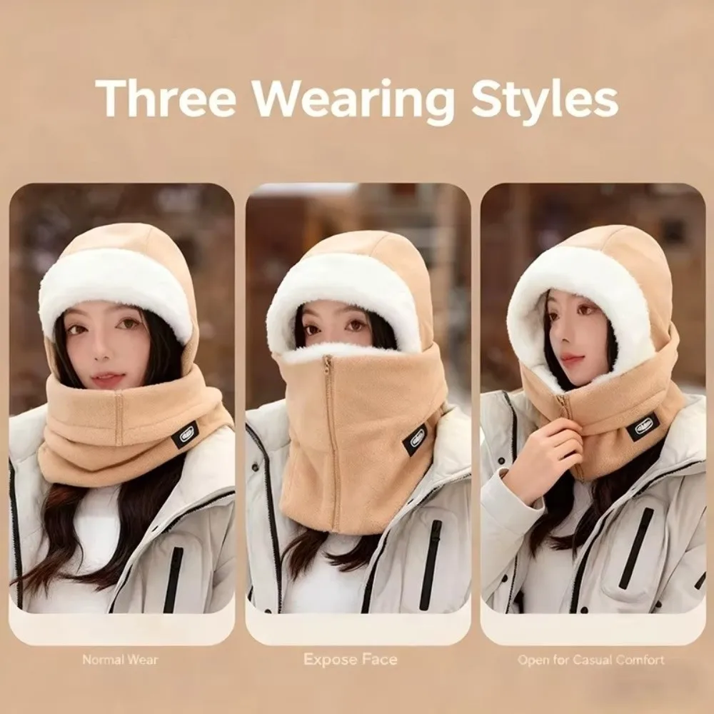 Unisex Windproof Balaclava Hat Adjustable Zipper Design Cycling Mask Fleece Liner Windproof Ski Mask Cycling