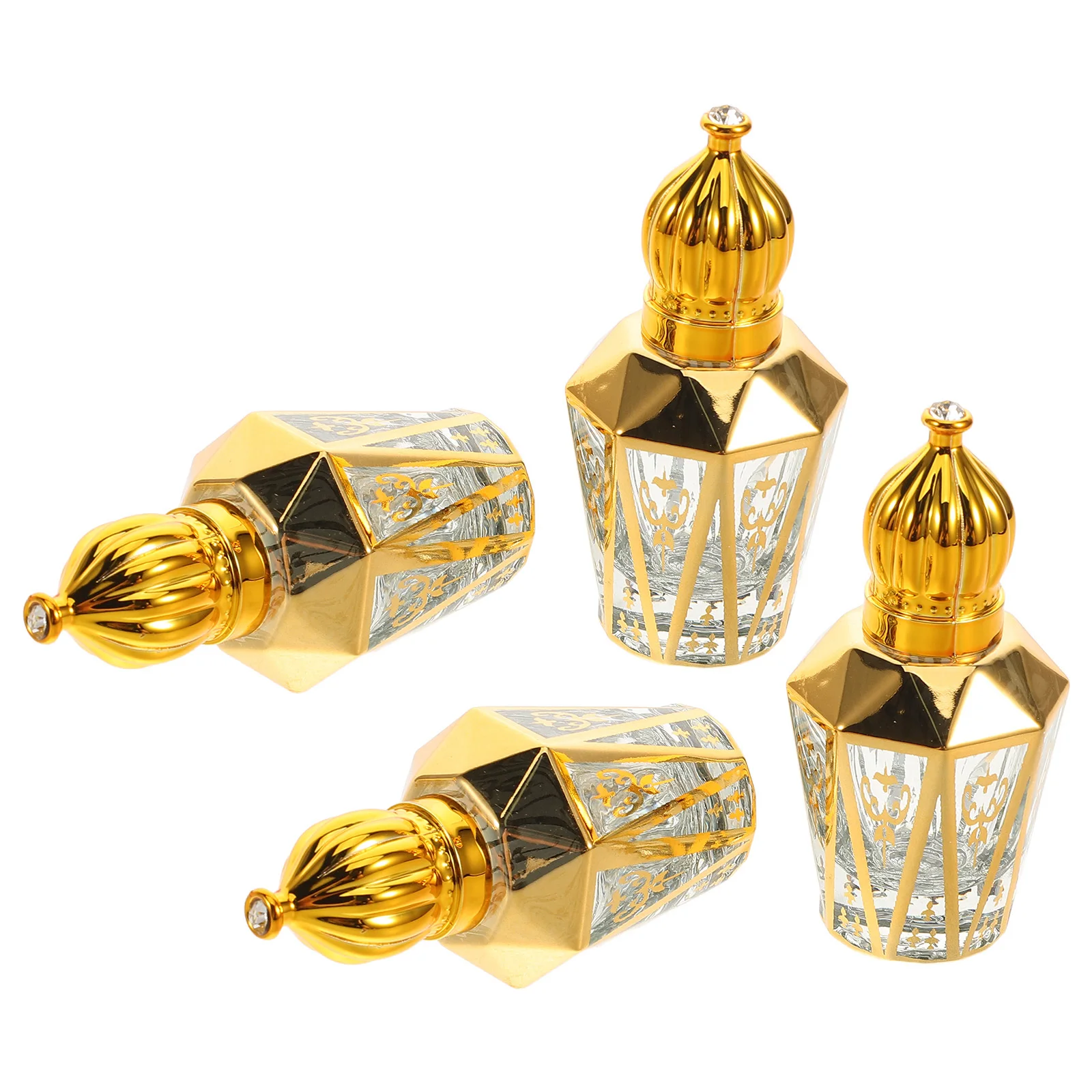 ขวดแก้วแบบลูกกลิ้งแบบพกพาขนาด 12 มล. สำหรับน้ำหอมและน้ำมันหอมระเหย 4 ชิ้น แบบเติมได้ ป้องกันการรั่วซึม เหมาะสำหรับการเดินทาง