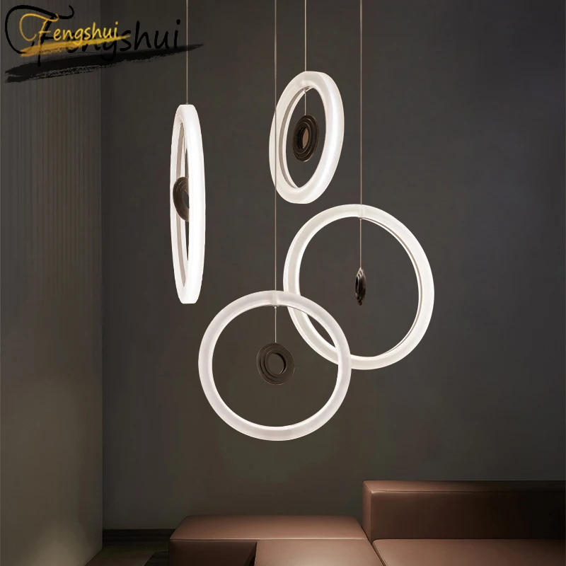 

Modern Acrylic LED Pendant Lights Nordic Minimalist Living Room Bedroom Bedside Pendant Lamp Hotel Indoor Lighting Hanging Lamp