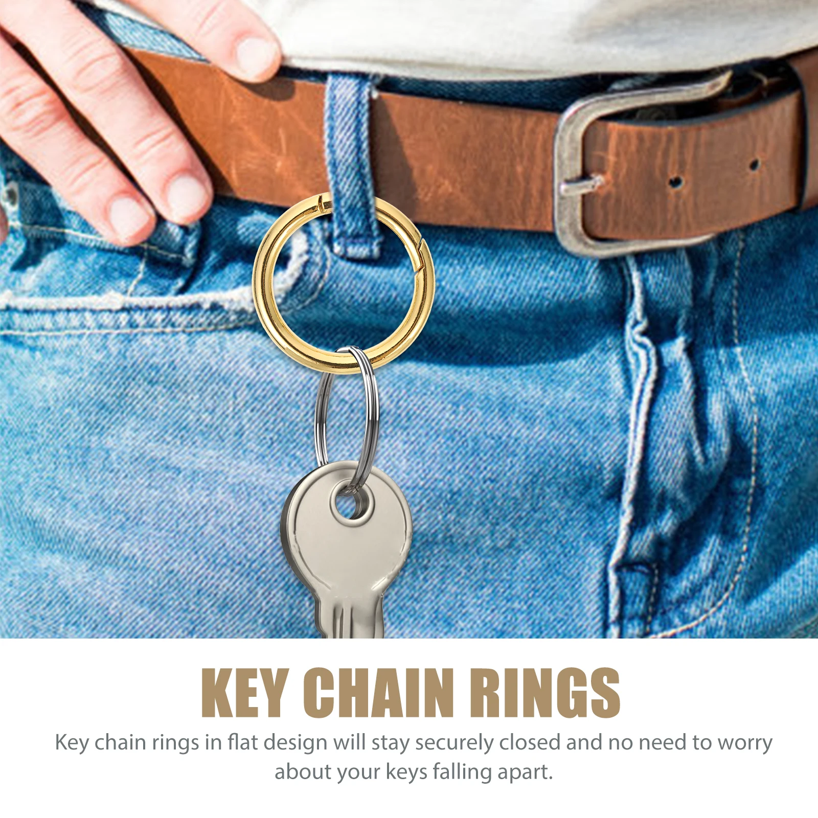 

10 Pcs Detachable Spring Buckle Key Keychain Rings Split Golden Alloy Keychains