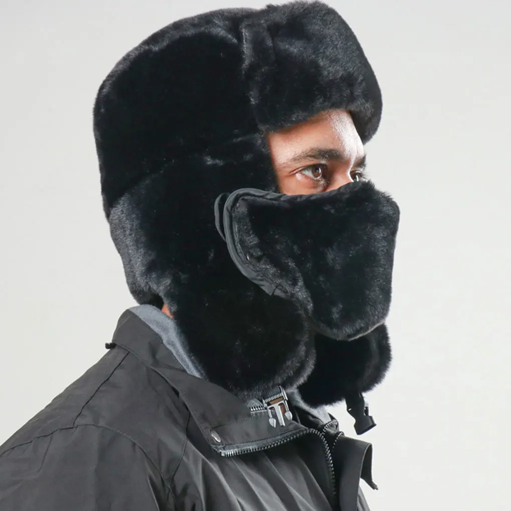 

Multi-purpose MenWinter Thermal Bomber Hats For Soft And Warm Protection Comfortable To Wear Beige Soviet Emblem