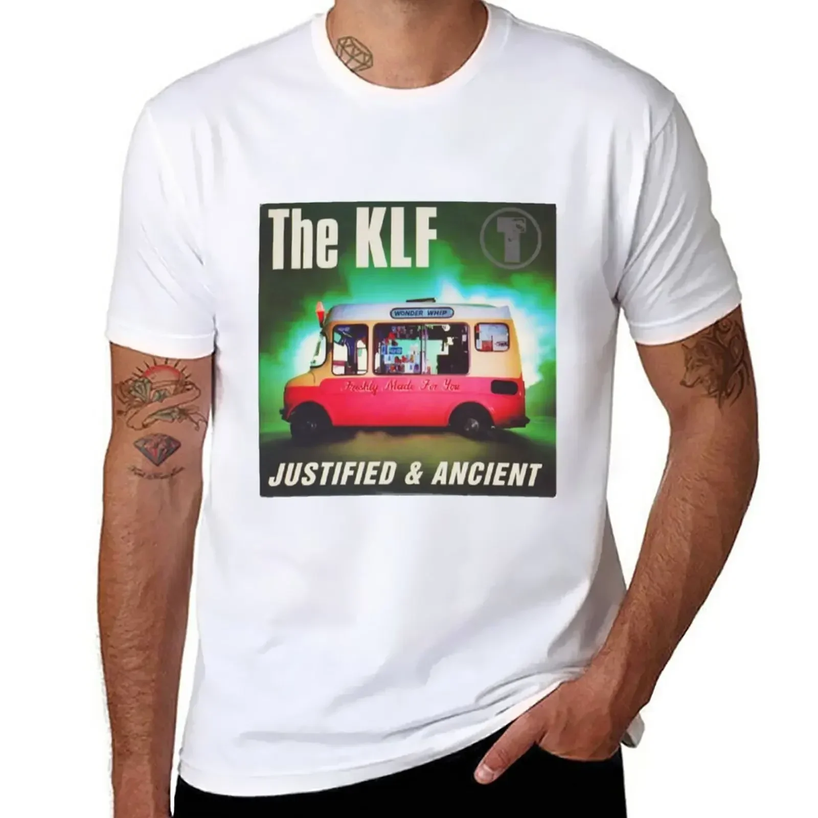 The Klf THE KLF JUSTIFIED AND ANCIENT T-Shirt tops vintage Short sleeve tee black t-shirts for men 2024 heavyweight new arrival