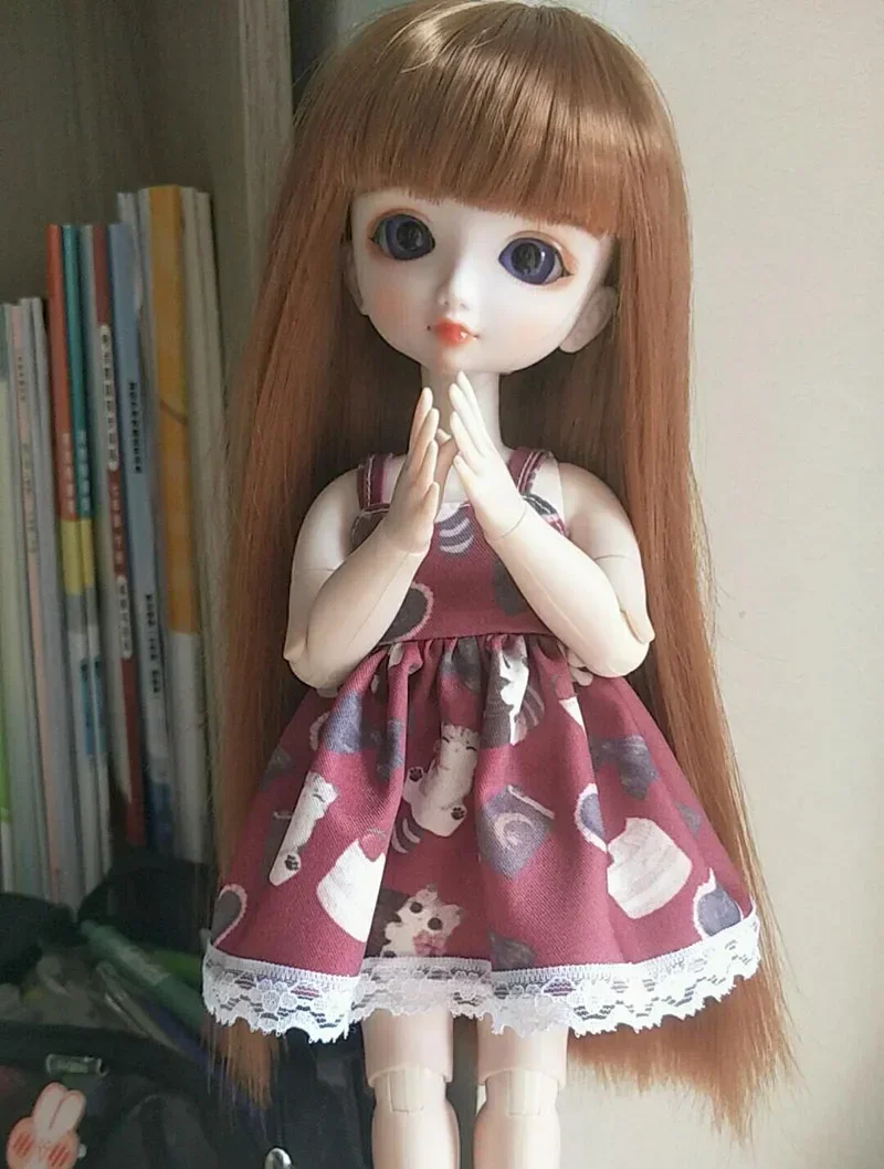 BJD SD 1/3 1/4 1/6 1/8 ke er doll wig high temperature fiber neat bangs long straight blue hair