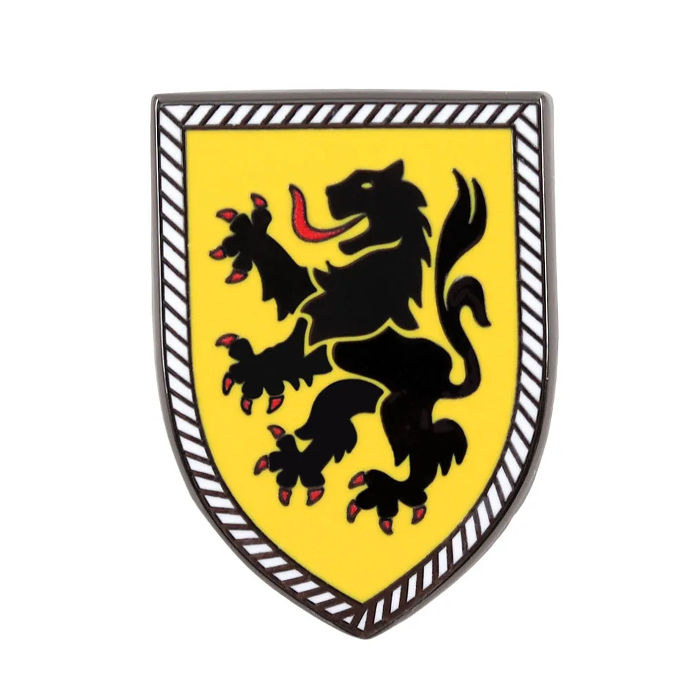 Flämischer Löwe Emaille-Pin Flandern Belgien Wappen-Brosche Deutscher Schwarzer Löwe auf Gelbem Schild Metall-Abzeichen Heraldischer Schmuck Geschenk – Detail 1
