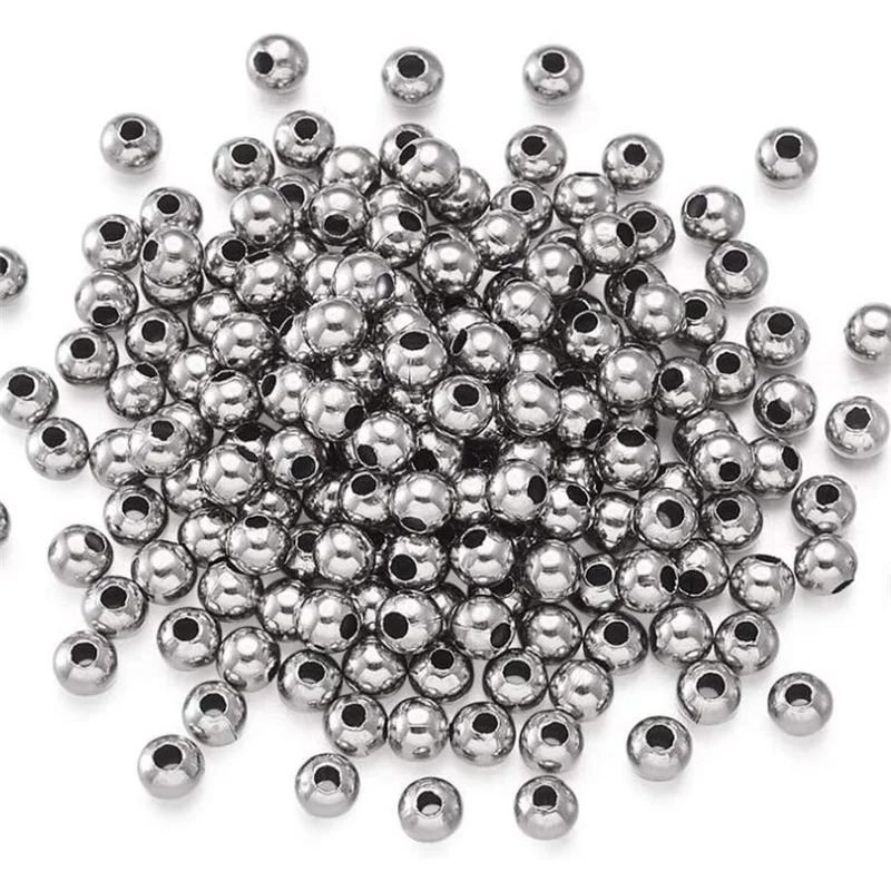 50Pcs 2-10mm Stainless Steel Ball Through Mail Eye Gold Loose Bead For Diy Accessories Perforation Drilling Solid Steel Ball