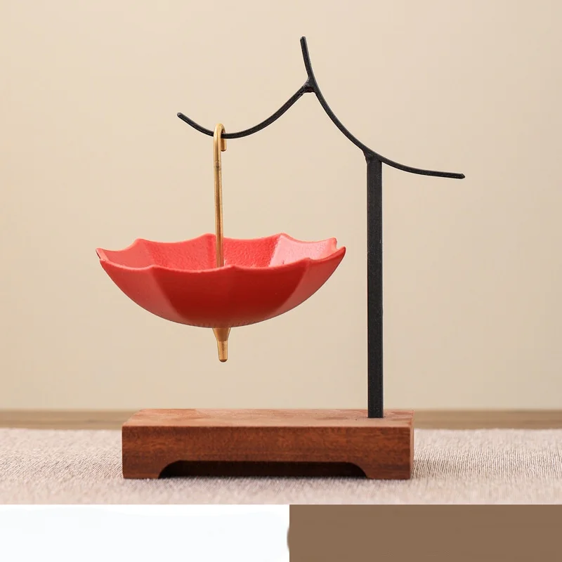 Umbrella Tea Strainer With Base, Ceramic Umbrella Tea Strainer, Loose Leaf Filter with Rotating Design for Coffee Brewing