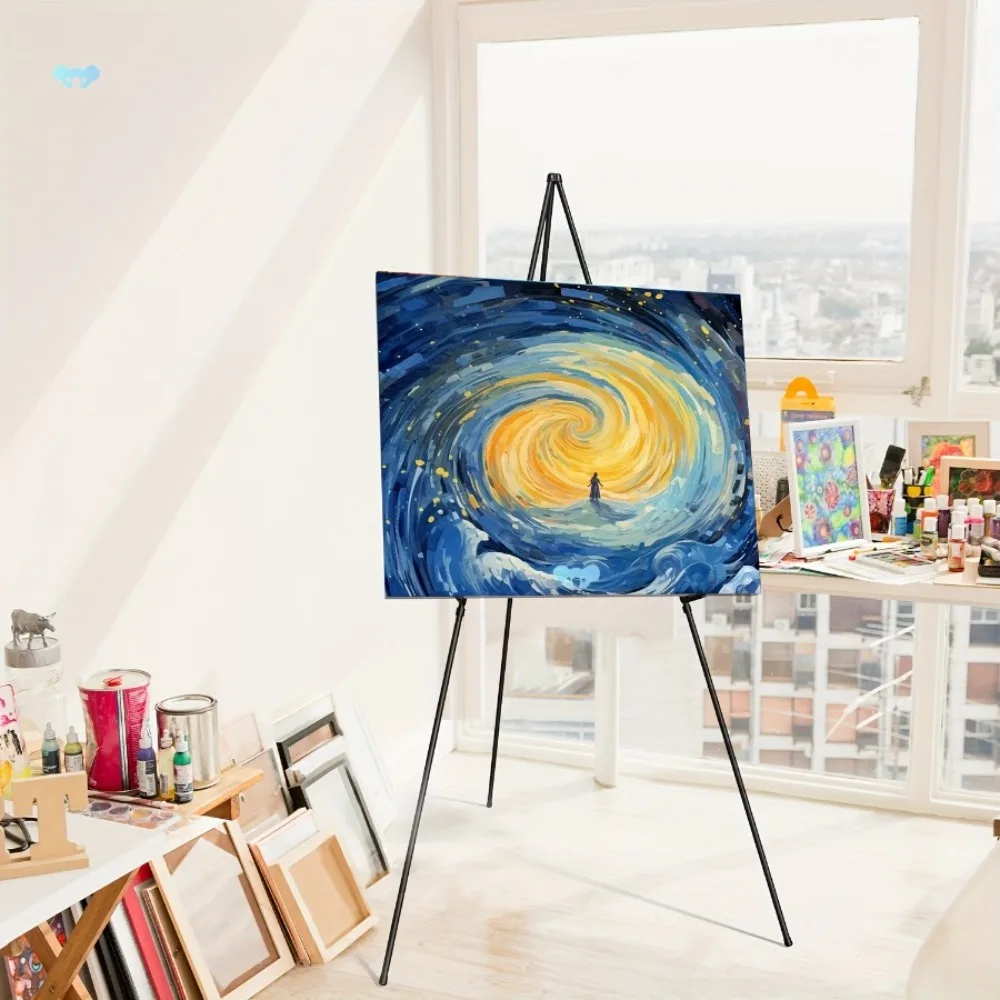 Canvas Artwork Display Stand 66 Inch, Portable Folding Metal Easel Tripod for Painting Frames, Picture Displays, Gallery Exhibitions, Home Decoration, Creative Projects, Wedding Signs and Photography Showcases 1PCS