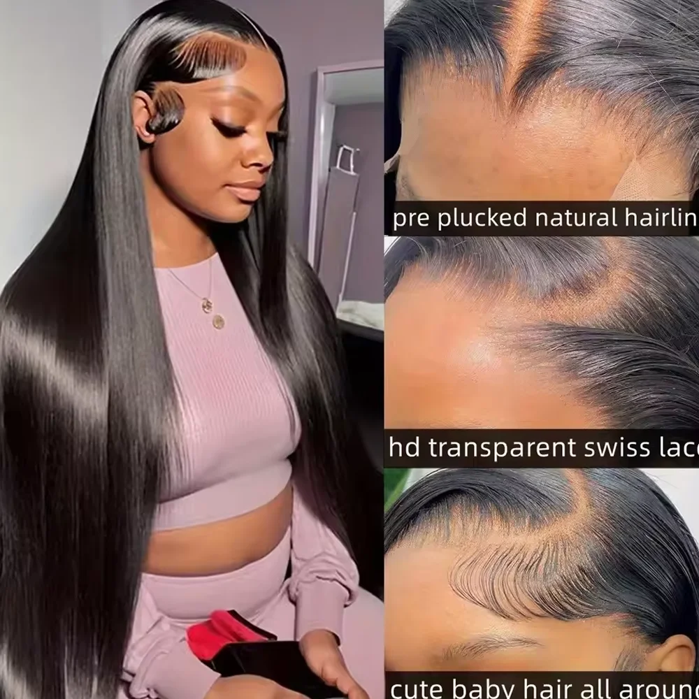 مستقيم 20 42 بوصة قبل قطعها قبل قطع الدانتيل غلويليس الباروكات شعر الإنسان 13X6 HD الدانتيل الباروكة الأمامية 250% شعر طبيعي مفرود الباروكات #4