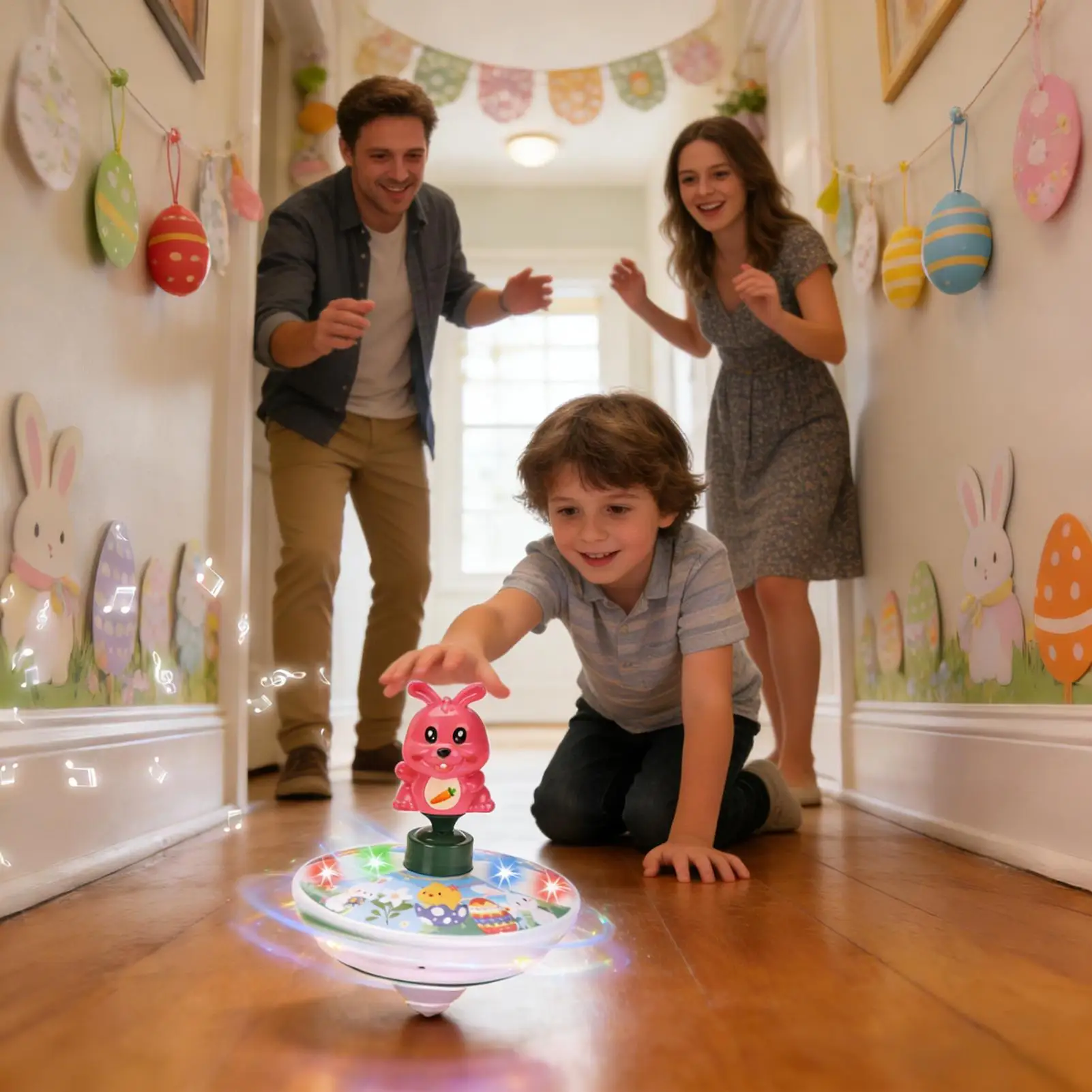 Easter Toys Funny Interactive Educational Easter Bunny Interactive Spin Toy For Boys Girls Home School Travel Camping Play