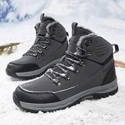 2024 New Winter Men Boots Antiskid Microfiber Leather Boots For Men Fur Plush Snow Boots Winter Shoes Men Outdoor Boots Shoes