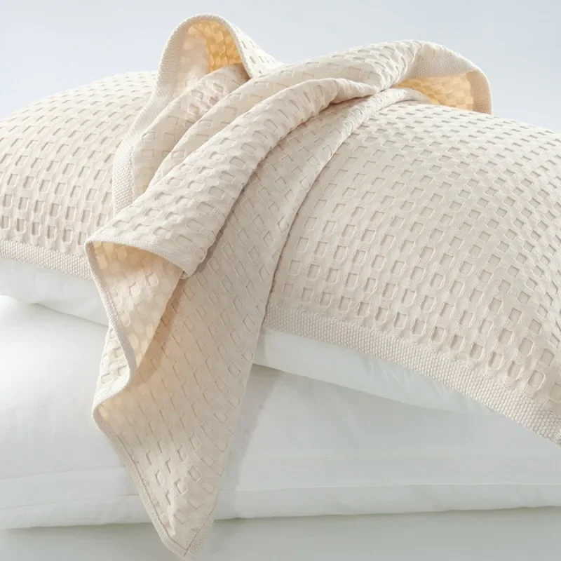

New cotton waffle fabric jacquard pillow towel yarn-dyed Morandi color pillow towel solid color simple home soft and comfortable