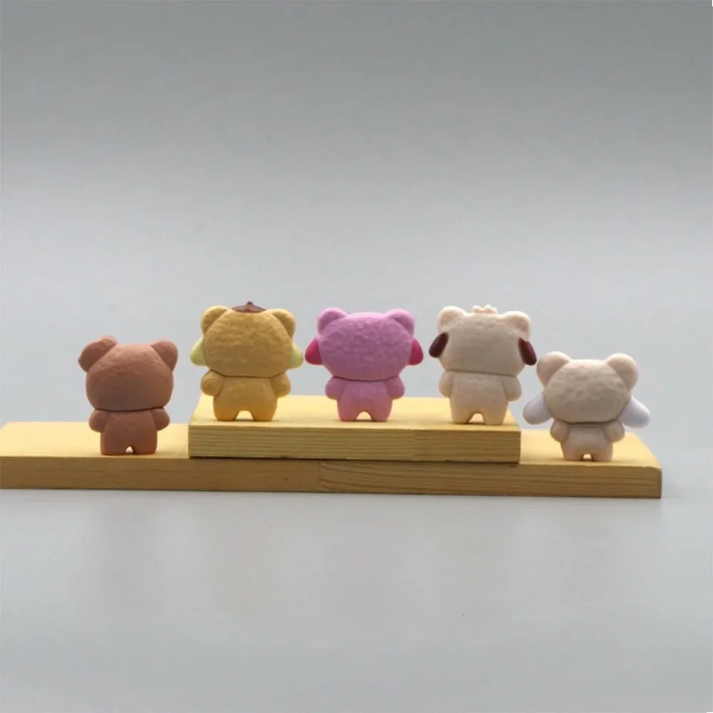 Sanrio Bear Anime Figure Melody Cinnamoroll Hello Kitty Pochacco Kawaii Cartoon Model 5Pcs Suite Decoration Toys Children Gifts