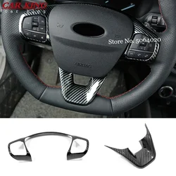 For Ford Puma 2019-2021 Accessories ABS Carbon fiber/Matte ST Car steering wheel trim control button frame Cover Styling