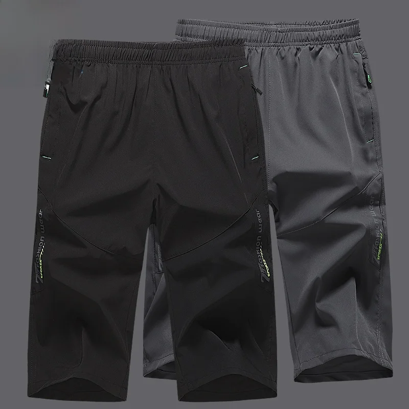 

Мужские повседневные быстросохнущие летние пляжные брюки свободного кроя, спортивные, длиной 7/8, универсальные, прямого кроя, со средней/низкой талией