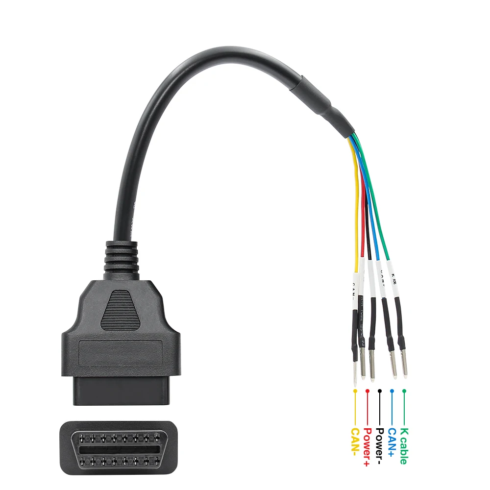16pin Jumper Tester Connector OBD2 Male 5Pin Adapter Connection To Female 16 Pin Can K Line DIY Car Truck Extension Cable Tool