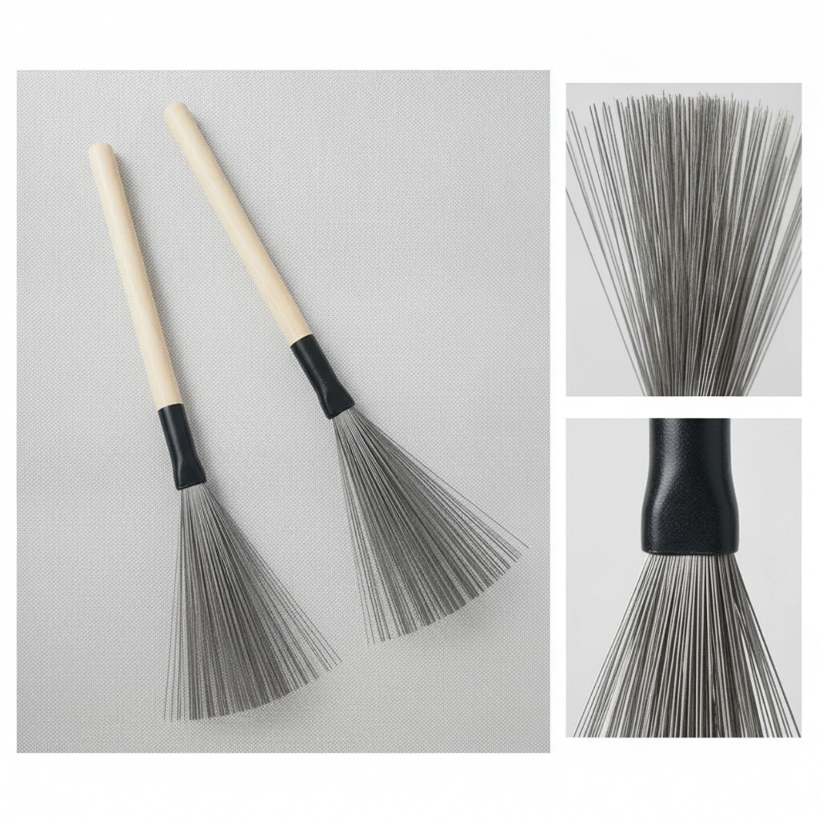 Drum Brushes Articulate Drum Brushes with Wood Handle Wire Brush with Wooden Grip Adjustable Music Accessories Non-Retractable