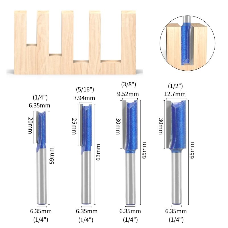 YUSUN Straight Bit Router Bit Carbide Cutters Woodworking Milling Cutter For Wood Bit Face Mill End Mill Tools