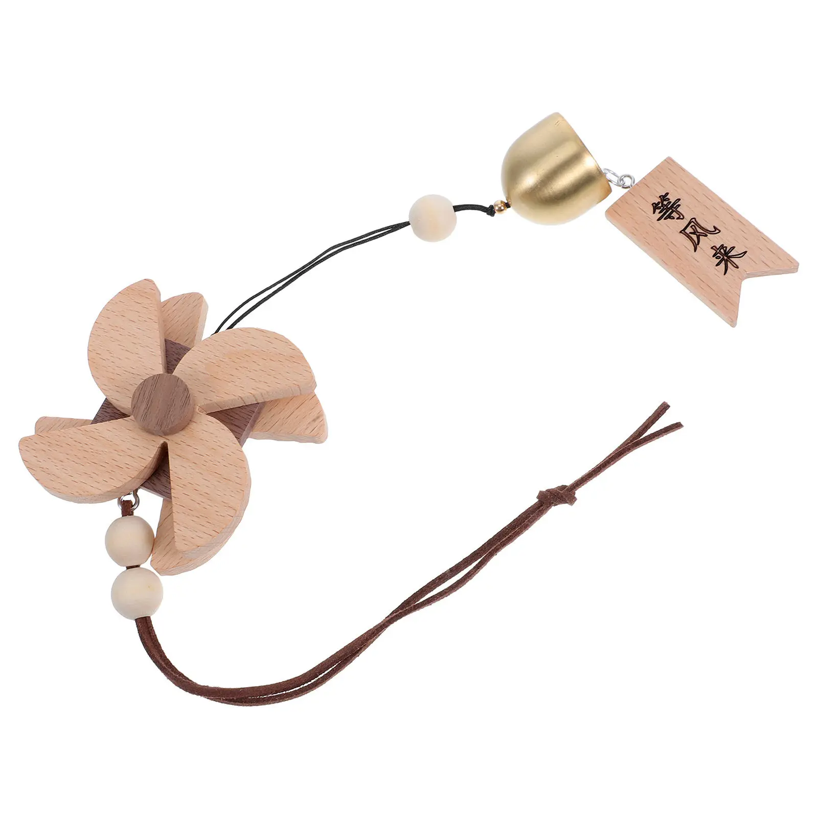 1Set Wooden Wind Chime DIY Kit Copper Feng Shui Windmill Craft Project for Kids Home Decor Natural Wood Hanging