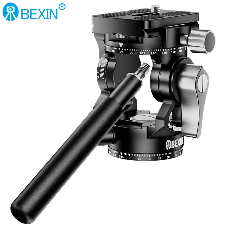 BEXIN رأس ثلاثي صغير خفيف الوزن مزدوج كاميرا بانورامية رأس فيديو لحامل ثلاثي القوائم Arca Swiss لوحة الإصدار السريع لكاميرا Dslr