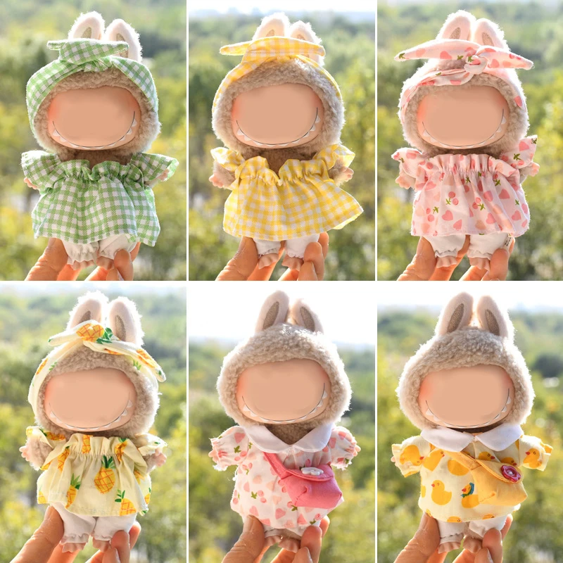 For 17cm Labubu Idol Dolls Cute Mini Macaron Enamel Pendant Doll's Clothes Outfit Accessories Clothing Doll Ornaments Girl Gift