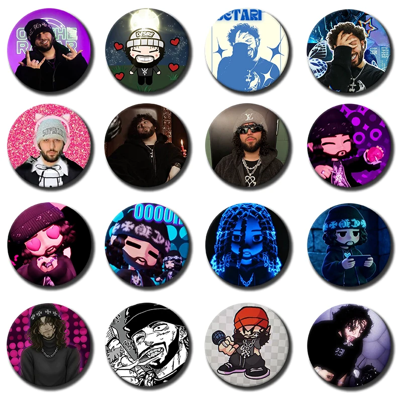 58mm Rapper O-Odetari Creative Brooch Handmade Lapel Pin Vintage Classic Singer Round Badge Bag Clothes Decor Fans Collect Gifts