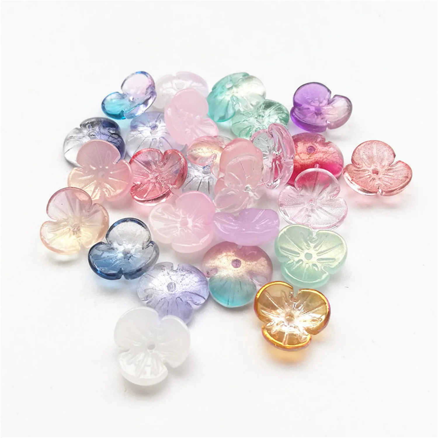 

Смешайте цвета, 100 шт./лот, 13 мм, чешский клевер с отверстием, разноцветные градиентные стеклянные бусины для изготовления ювелирных изделий, аксессуары, фурнитура