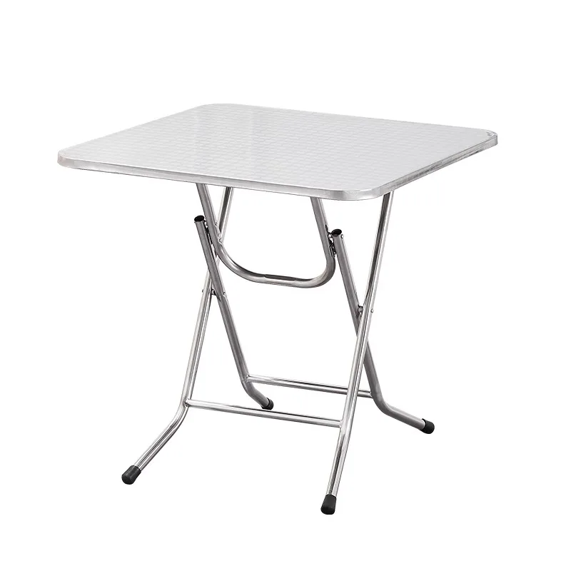 

Stainless steel square table, folding table, household simple dining table, Hong Kong style barbecue, tea restaurant, dessert sn
