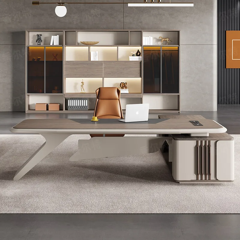 Nordic Aesthetic Office Desk Modern Wooden Reception Design Computer Office Desk Decoration Luxury Scrivania Salon Furniture