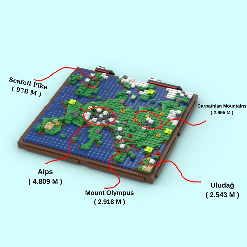 Kreatywny model Moc klocki modułowe Mini mapa Europy Model technologia modułowa cegła DIY zabawka budowlana prezenty świąteczne