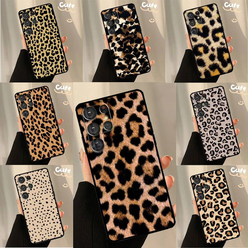 Tan Leopard Cover For Samsung Galaxy S23 S21 S22 Ultra S20 FE S8 S9 S10 Plus Note 10 Note 20 Ultra Case