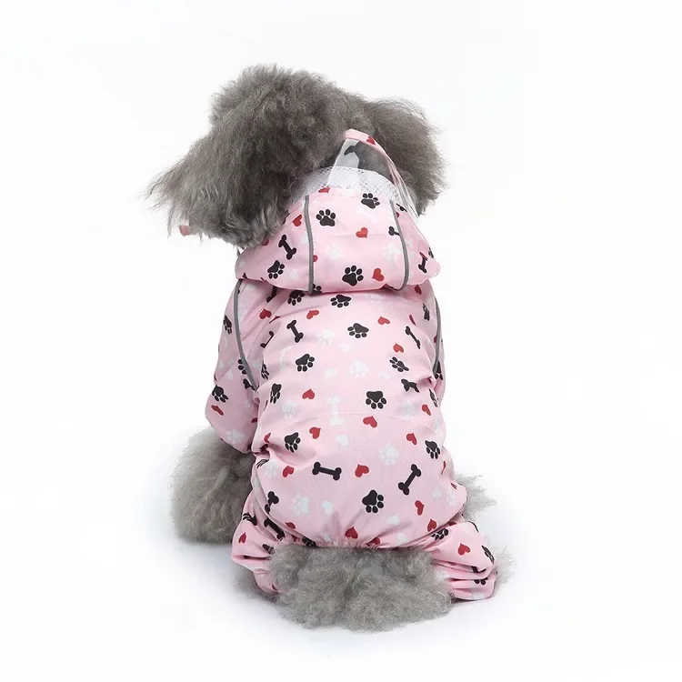 Pet strawberry pattern dog raincoat reflective pet raincoat dog outdoor poncho designer dog clothes