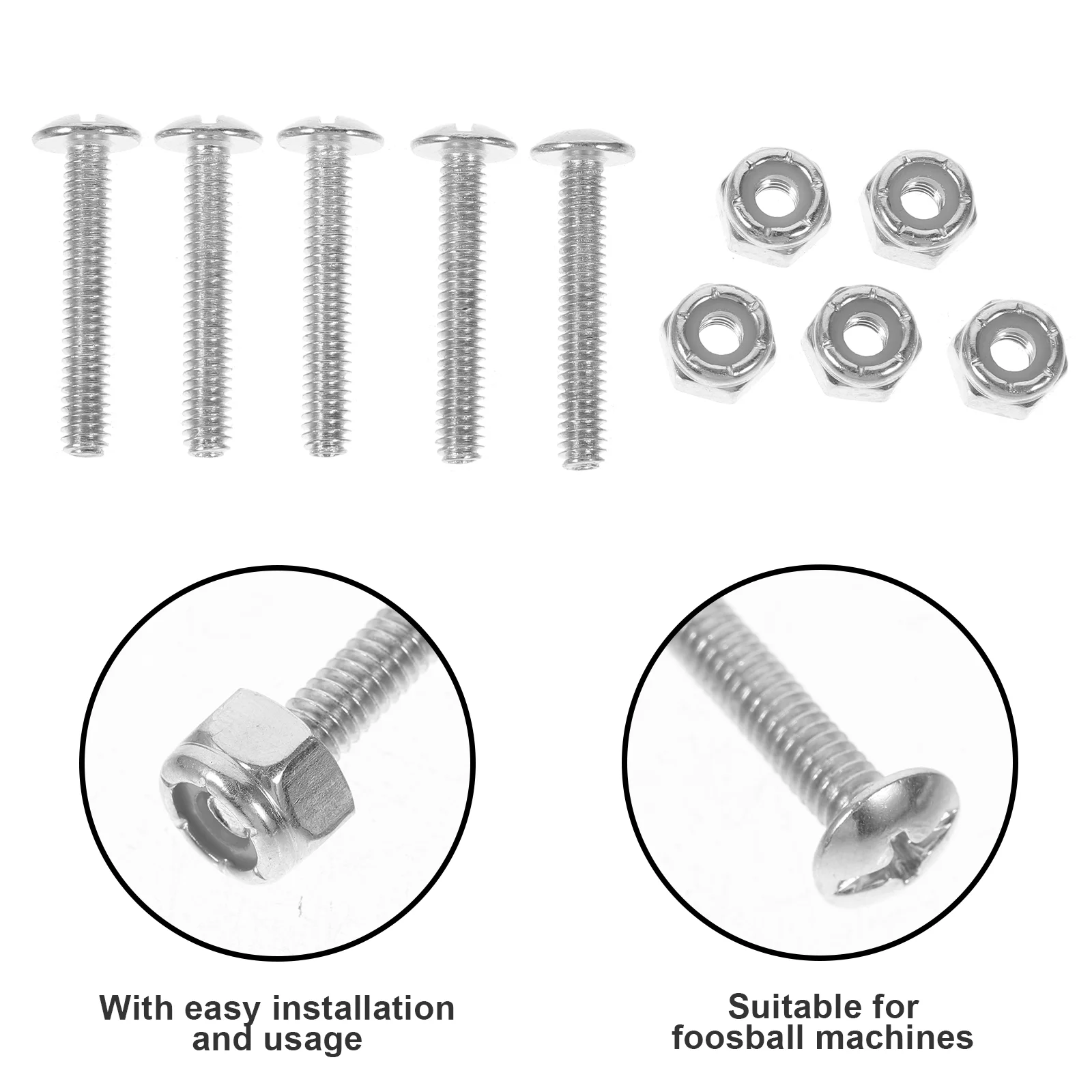 12pcs Table Football Screws Foosball Replacement Fastener Nuts Galvanized Iron Easy Installation Stable Construction