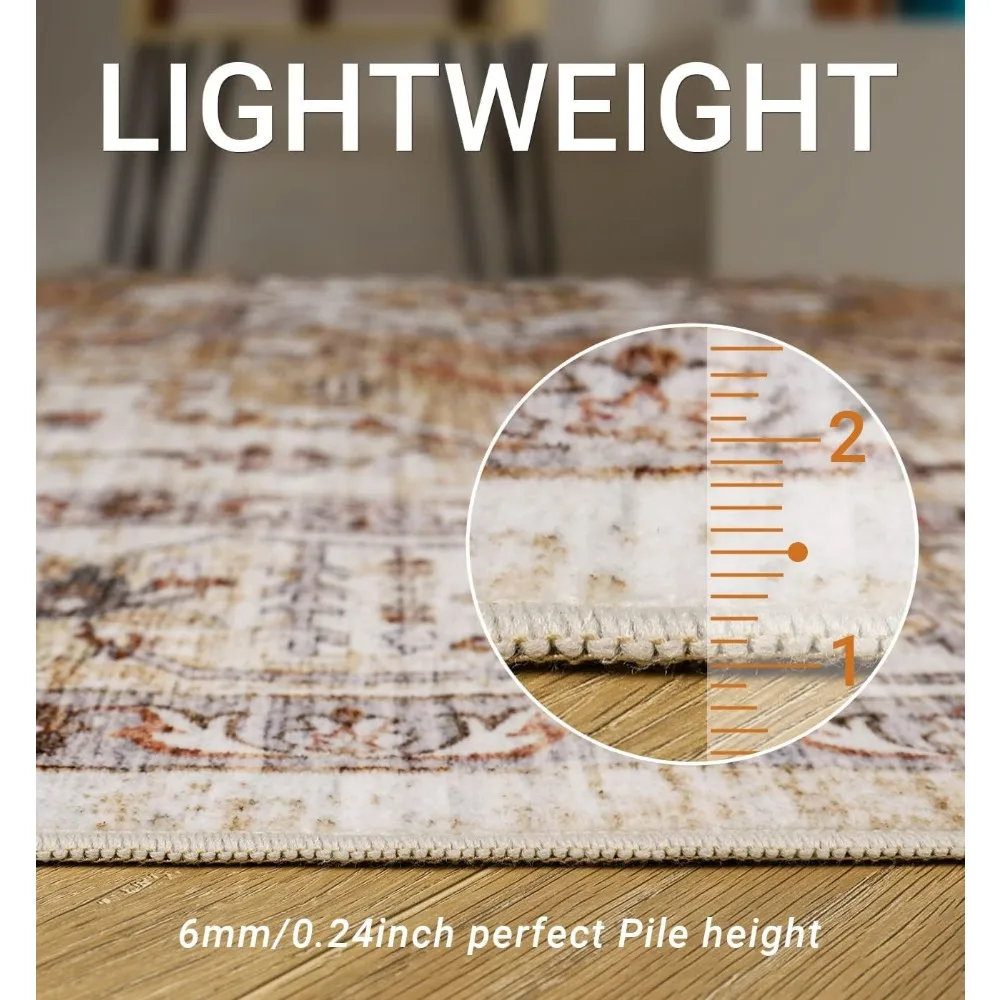 Washable Area Rug 8x10, Large Soft Rugs for Living Room Stain Resistant Non-Slip Backing Rugs for Bedroom, Vintage, Carpet