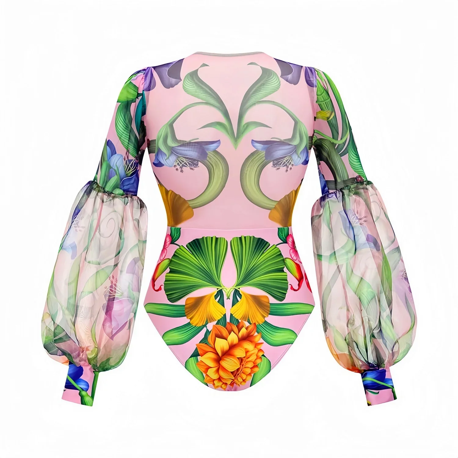 2024 Women Swimwear 2PC Cover-up Swimsuit Ruffle Dongbei Printed Deep V One-piece Monokini Kimono Bikini Suit Summer Beachwear