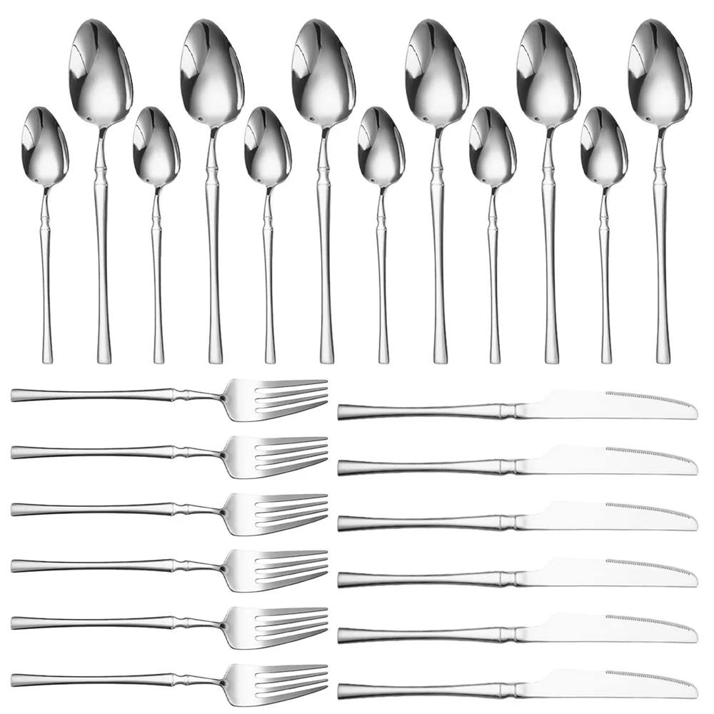 24-Piece Stainless Steel Utensils Set Include Forks Knives Spoons Silverware Set for 4 Mirror Polished Tableware Flatware Set