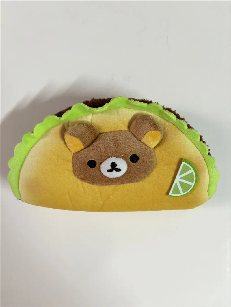 New Cute Hamburger Rilakkuma Bear Girls Woman Plush Make up Cosmetic Bags Cases Kids Stuffed Pencil Bags For Children