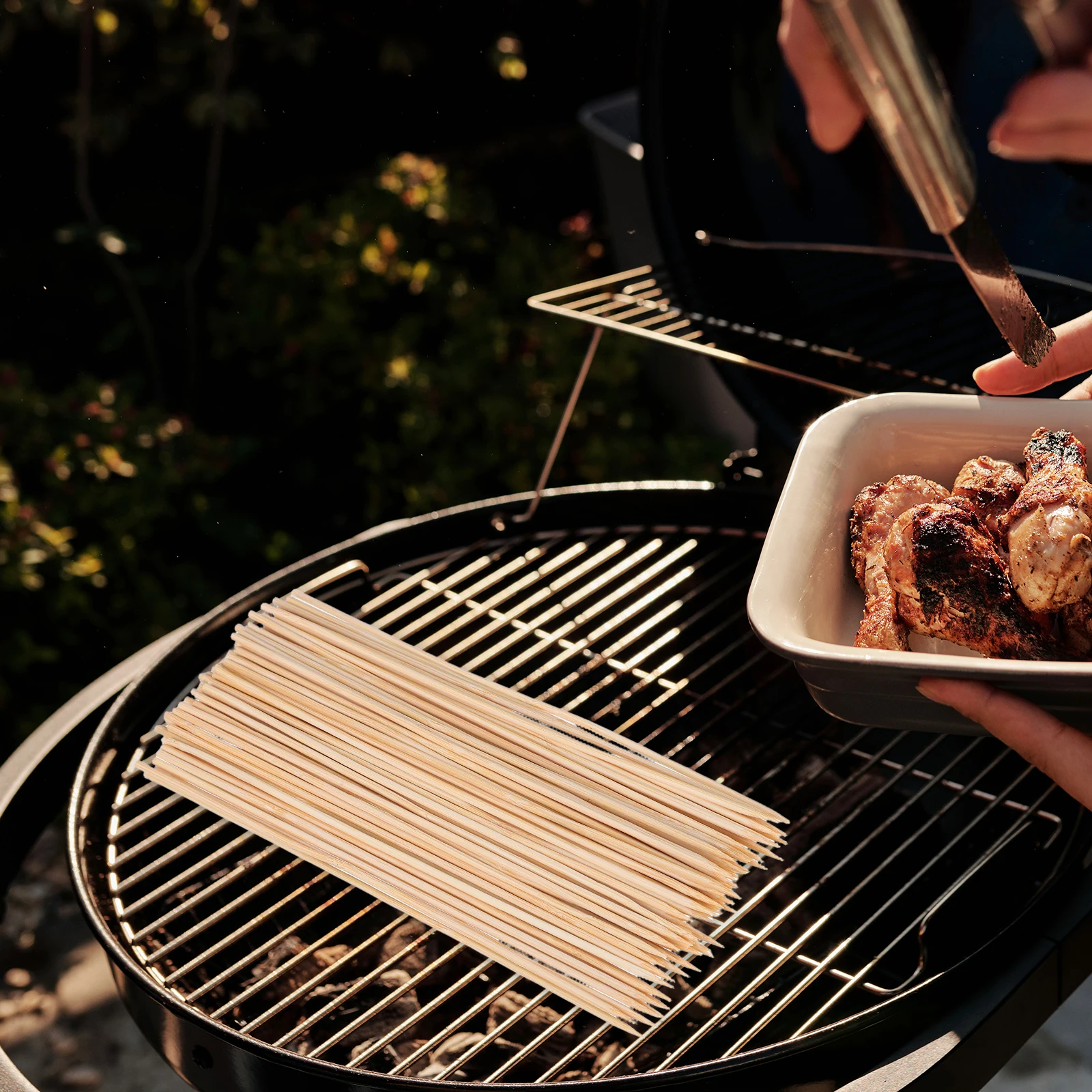 

100 Pcs Barbecue Skewers Bbq Metal Heavy Duty Grilling Disposable Kabob Rack Bamboo Kebab