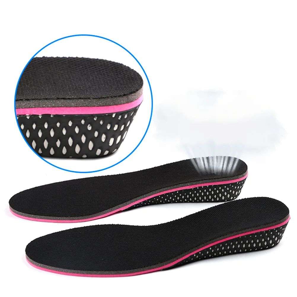 

Pair of Sports Eva Insoles Black Red Sweat-Absorbent Shock-Absorbing 3Cm Thickness Height Increase Gel Sports Insoles Foot